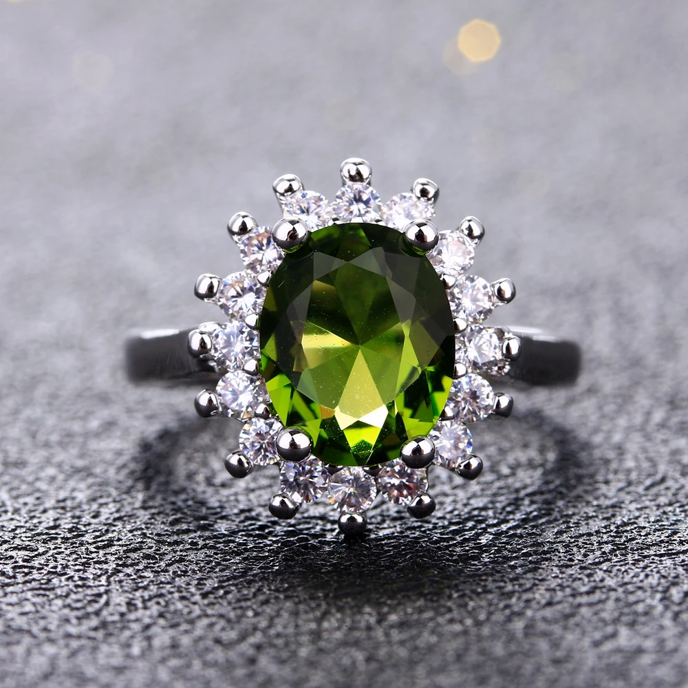 925 Sterling Silver Ring Flower Silver Rings with Peridot Stones Shining Luxury Wedding Engagement Rings for Women Jewelry Gifts silver rings silver ring wedding rings