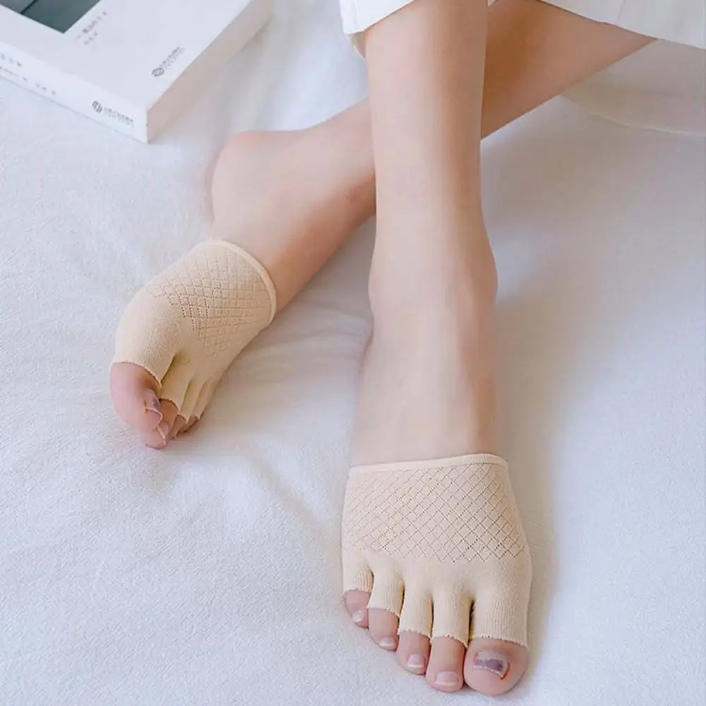 

Summer Cotton Half Palm Five Fingers Socks Invisible Thin High Heel Front Foot Open Toe Socks Women Non-slip Liners Boat Socks