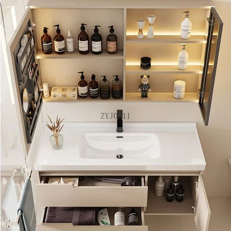 Bathroom Column Storage Filing Cabinets Furniture Luxury Cabinet Washbasin Wc Drawer Shelf Mirrors Wooden