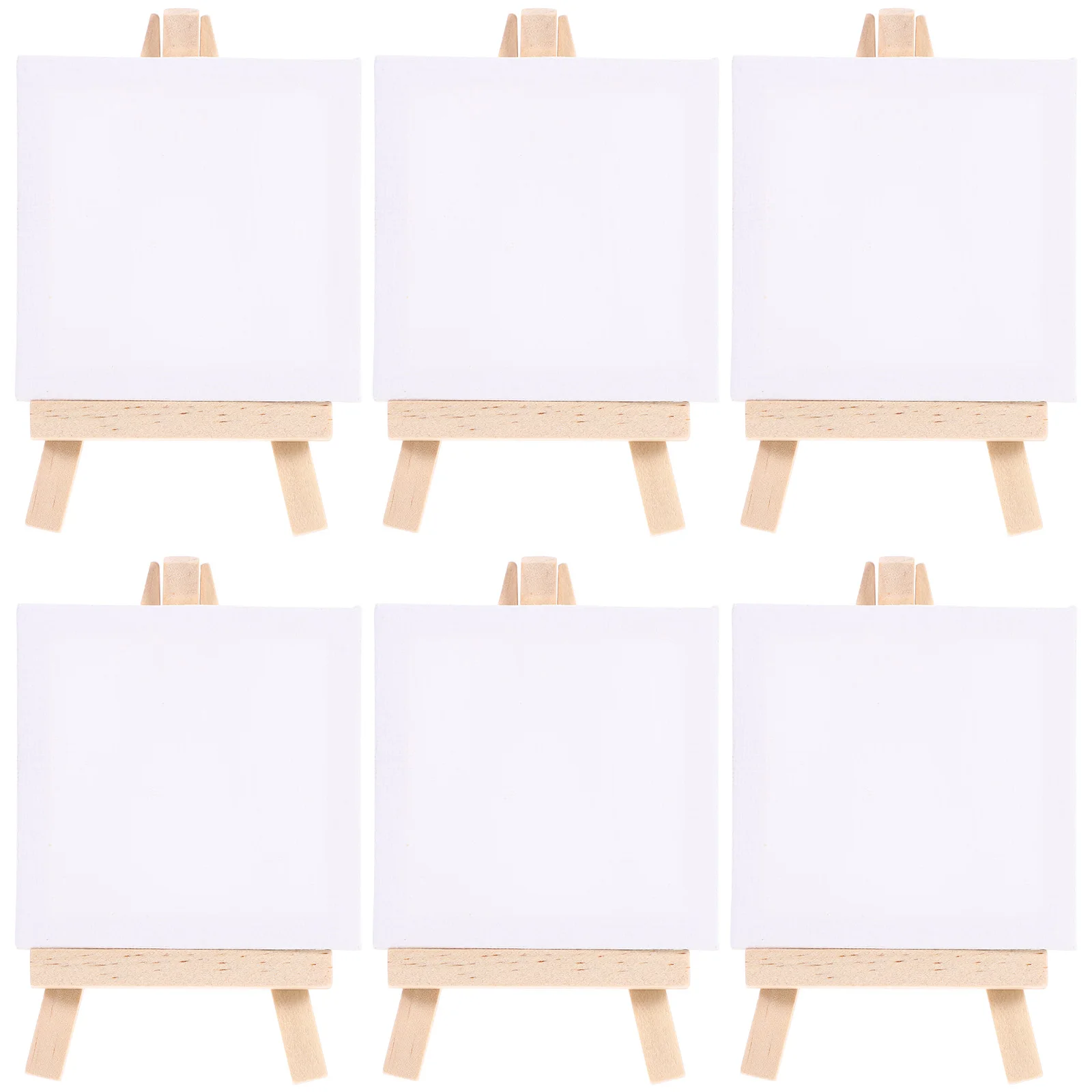 6/12 Sets Mini Stretched Artist Canvas Art Board Painting Easel Set Wood Display Easel Kit Painting Easel Set Wood Display Easel