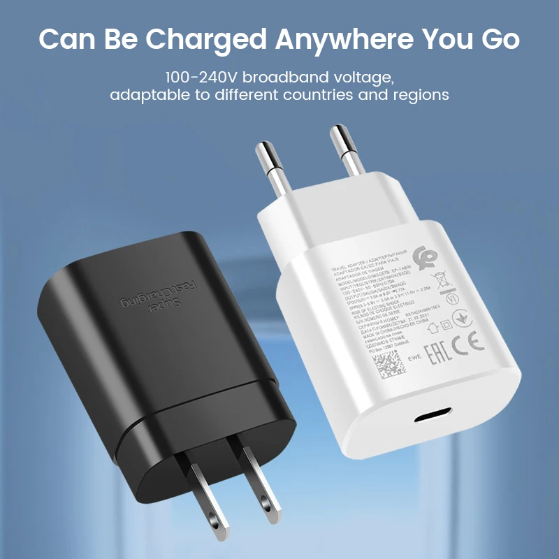 25W PD Charger For Samsung Galaxy S22 S21 S20 A71 A70 A50 Note20 A71 A80 S8 S7 USB Type C Cable Fast Charging Chargeur Adapter images - 6