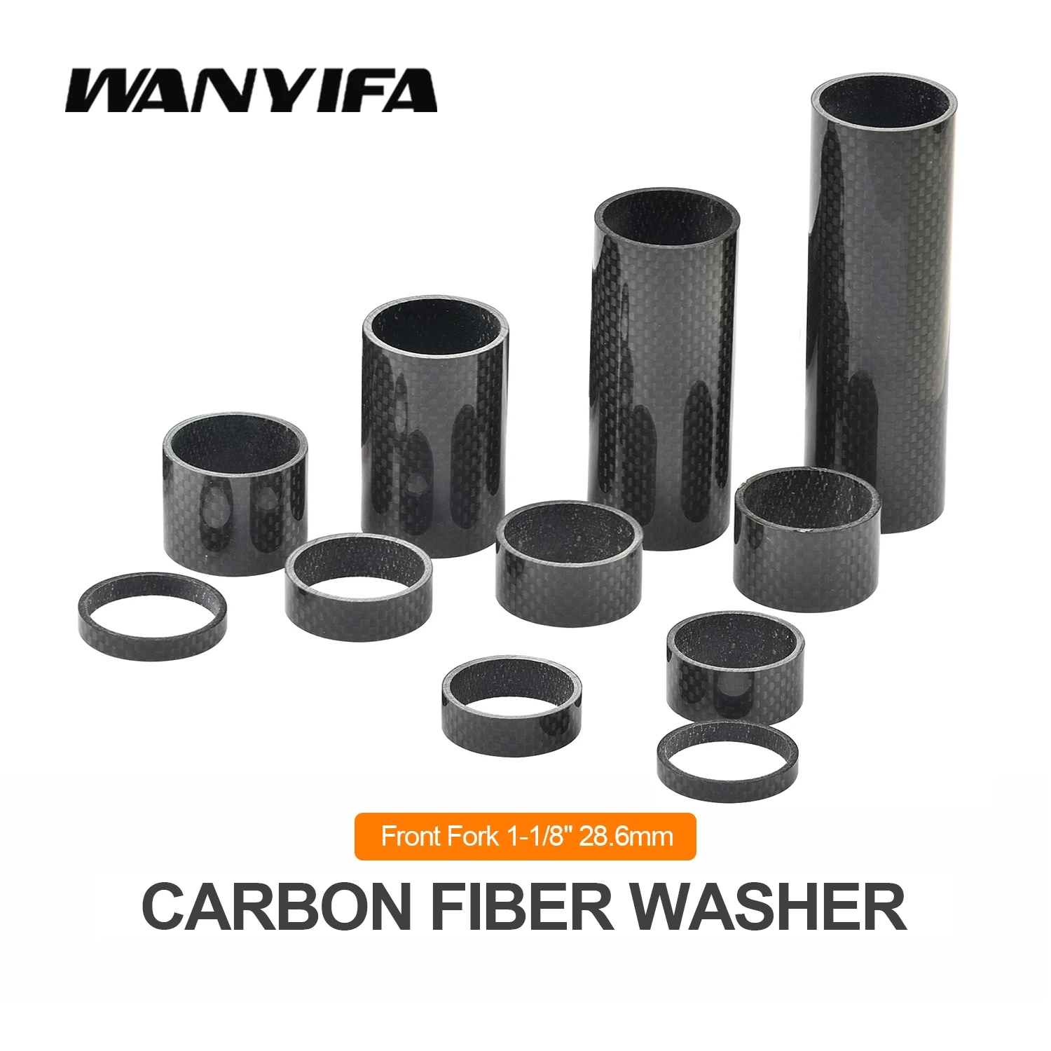 Wanyifa Bicycle Headset Carbon Washer 1-1/8" 28.6mm Stem Spacers Bike Front Forks Spacer 1-1/8in 5/10/15/20/25/30mm-200mm bicycle headset bicycle spacer