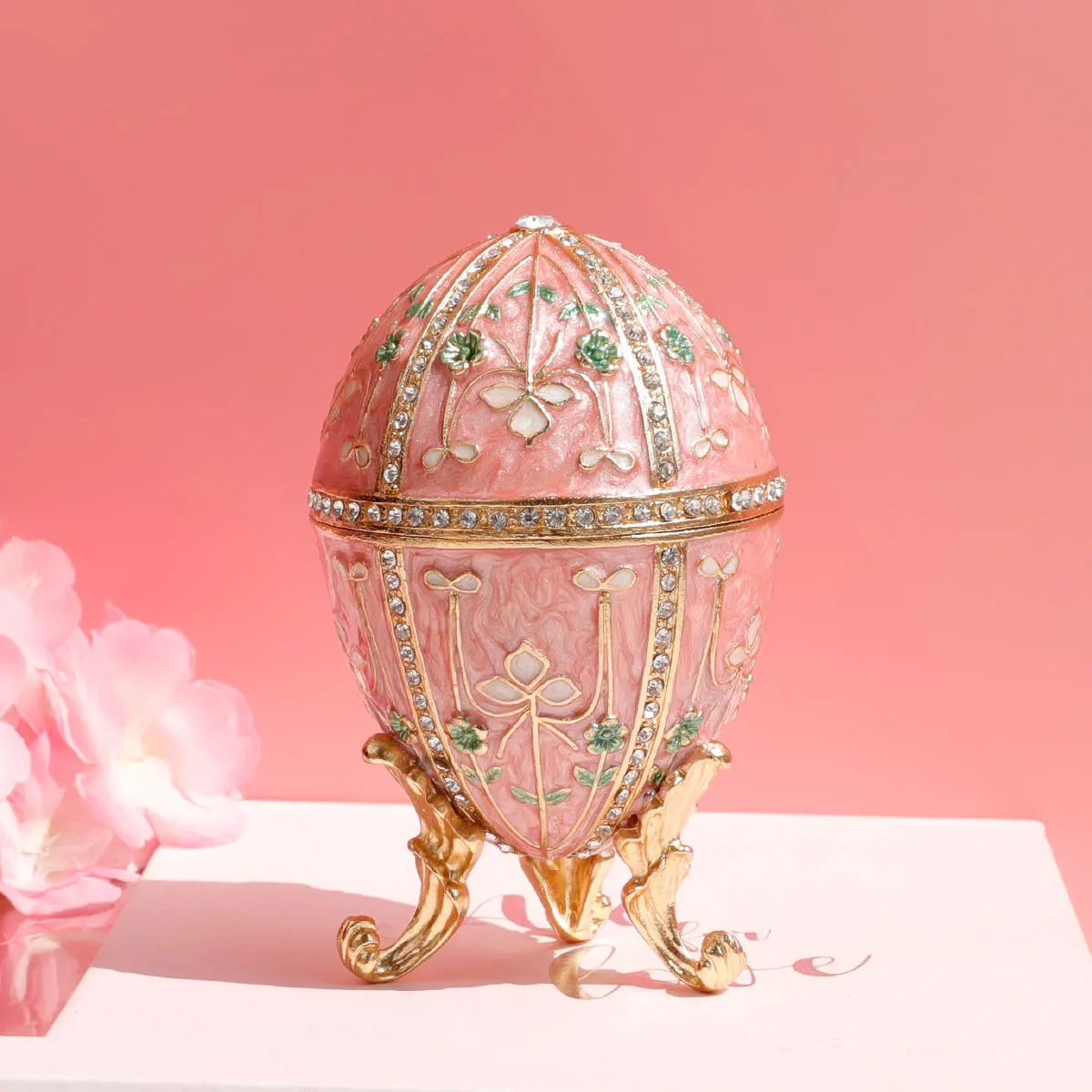 Caixa Esmaltada Trinket, presente exclusivo para decoração de casa, estilo Fabergé Egg, caixa de jóias, 1pc