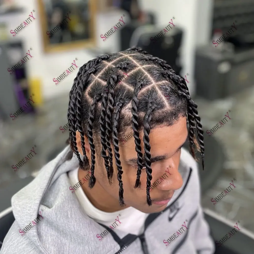 Parrucchino da uomo capelli umani Afro acconciatura maschile trecce  intrecciate Base per pelle sottile Toupet Men sistema di sostituzione della  protesi capillare - AliExpress, image size:1000x1000