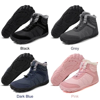 Winter Snow Boots Barefoot Hiking Shoes Waterproof High-Top Booties Anti Slip Minimalist Five Finger Boots for Hiking Climbing 3