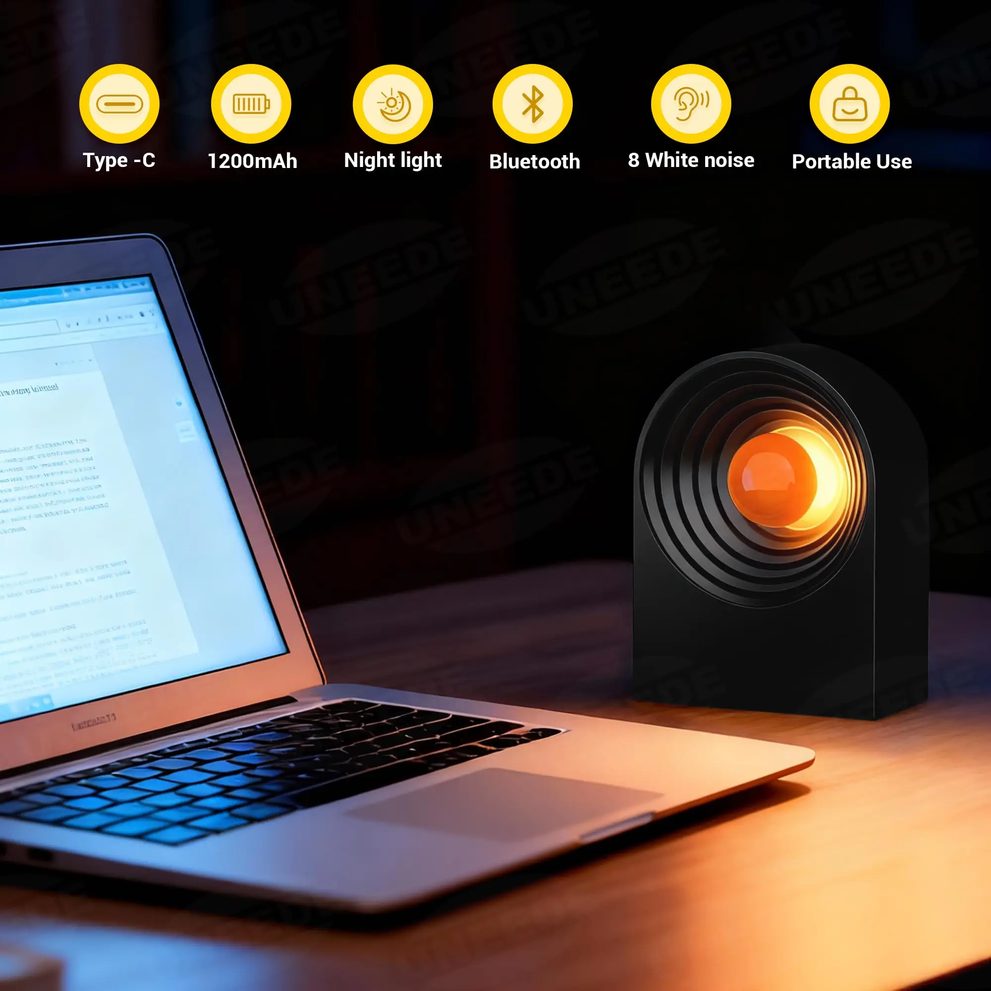 Portable White Noise Bluetooth Speaker Night Light Sleep Aid Soundbar   Wireless TWS Stereo Music Player for Sleeping Meditation