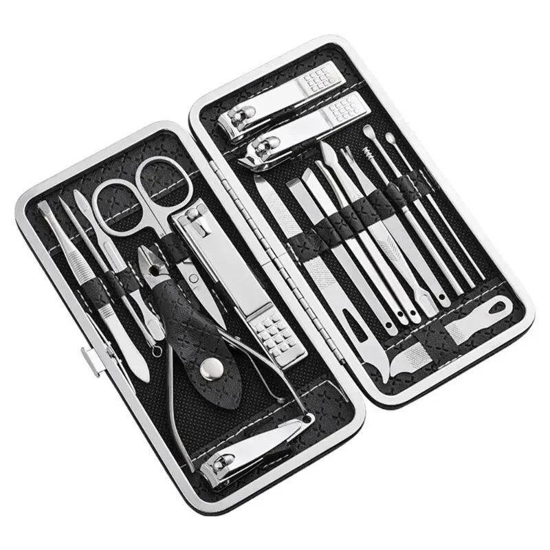 Home Nail Clipper Set of 18 Pieces Large Size Dead Skin Pliers Diagonal to Remove Dead Skin Small Eyebrow Clipper Leather Sleeve 6