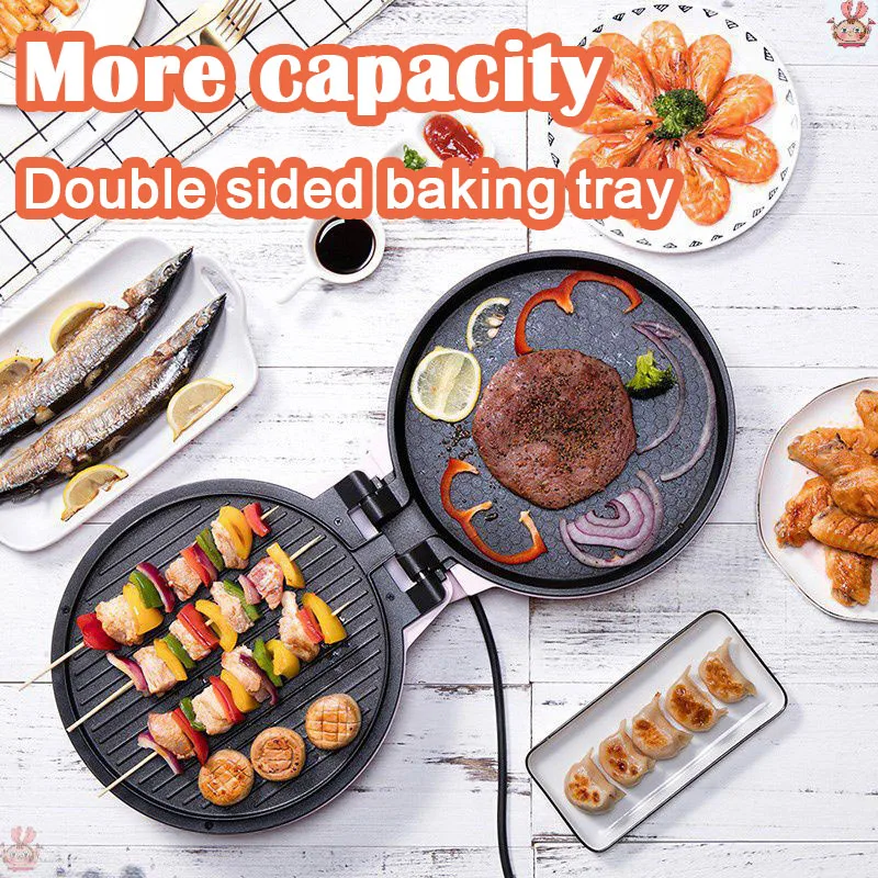 New 2024 Bear Pink Household small double-sided heating pancake pan pancake pan electric pancake stall 2
