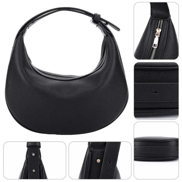 Crescent Shoulder Bag PU Leather Hobo Bag with Adjustable Strap Trendy Crossbody Bag with Zipper Closure Dumpling Bag for Women