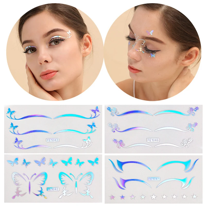 Butterfly Eye Stickers Makeup Laser Face Art Decorations Tattoo Stickers Decorative Artistic