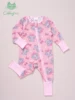 Bamboo Fabric Cute Elephant Print Jumpsuit, Comfy Zip Up Long Sleeve Romper, Toddler & Infant Girl's Bodysuit 1