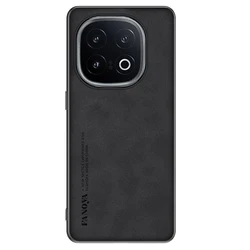 Frosted PU Leather Anti - Shock Hard Plastic Phone Case for iQOO 12 5G (Black)