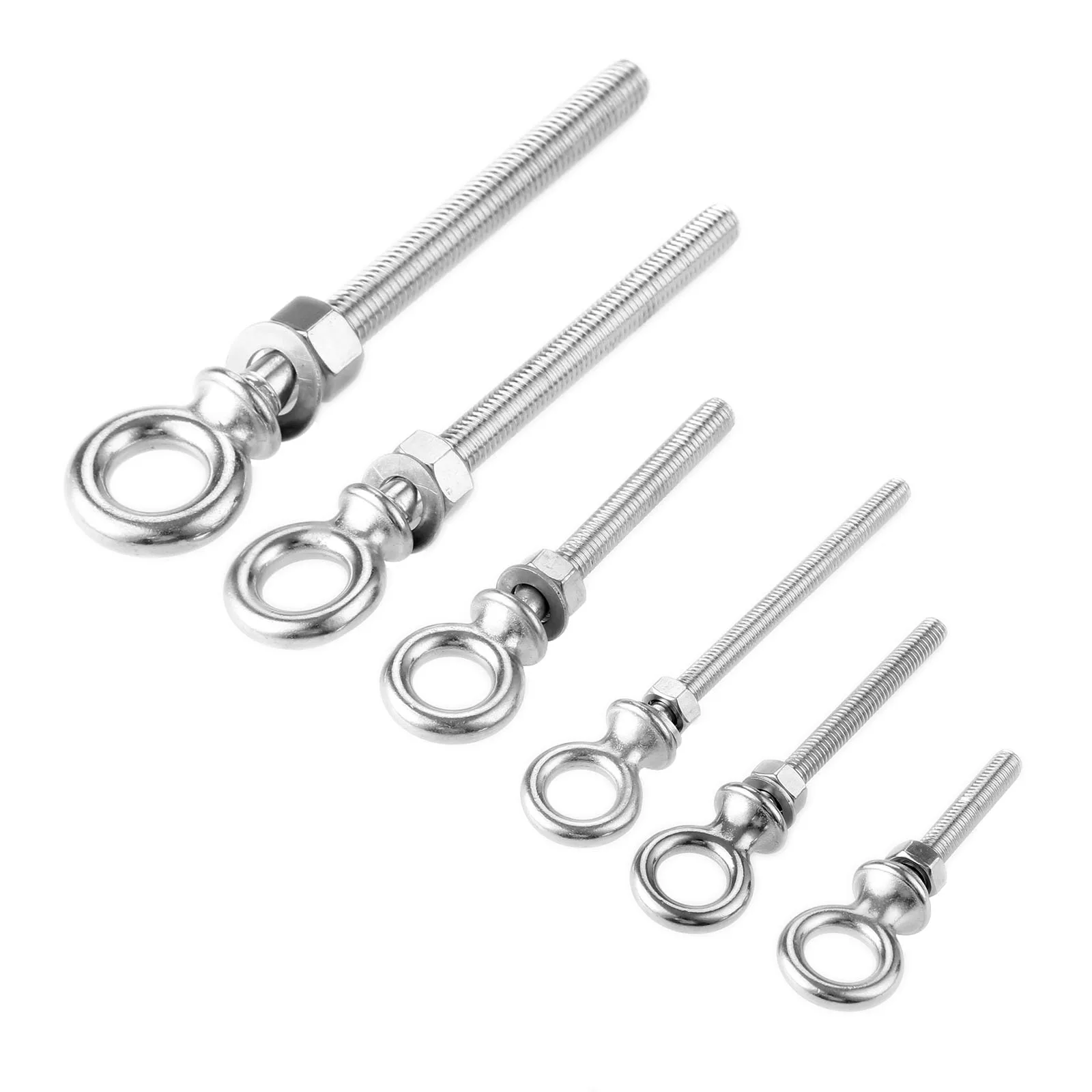 1pc 316 Stainless Steel Lifting Eye Screw Bolts M6 M8 M10 M12 Long Shank Collared Casting Round Ring Hook Bolt Screw Fasterners