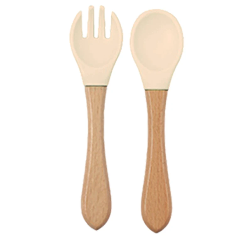 Eco-Friendly Silicone Toddler Suction Plate and Bowl Set with Wood Cutlery