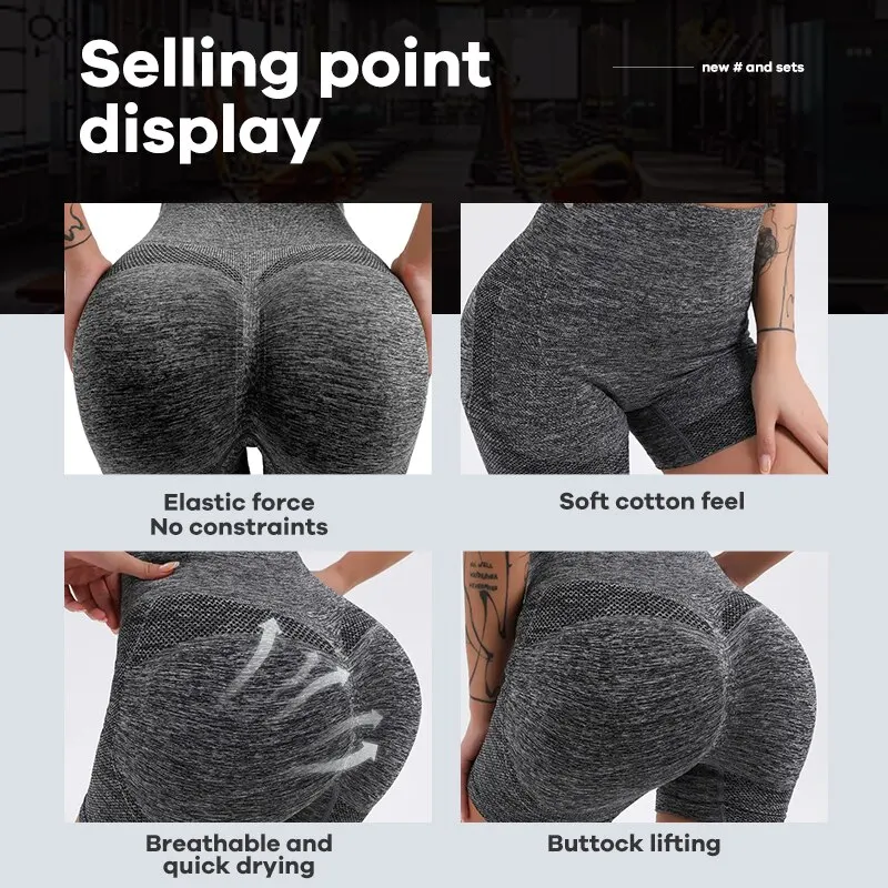 Women High Waist Workout Shorts Butt Lifting Tummy Control Ruched Booty Smile Yoga Short Pant workout shorts