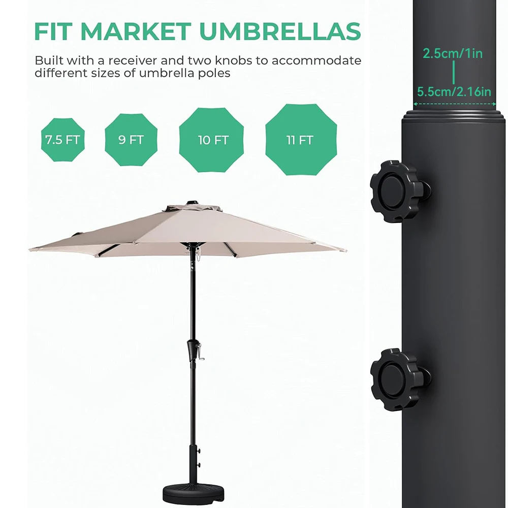 22L Patio Umbrella Stand Outdoor Umbrella Base Water Filled Stand Market Patio Outdoor Heavy Duty Holder
