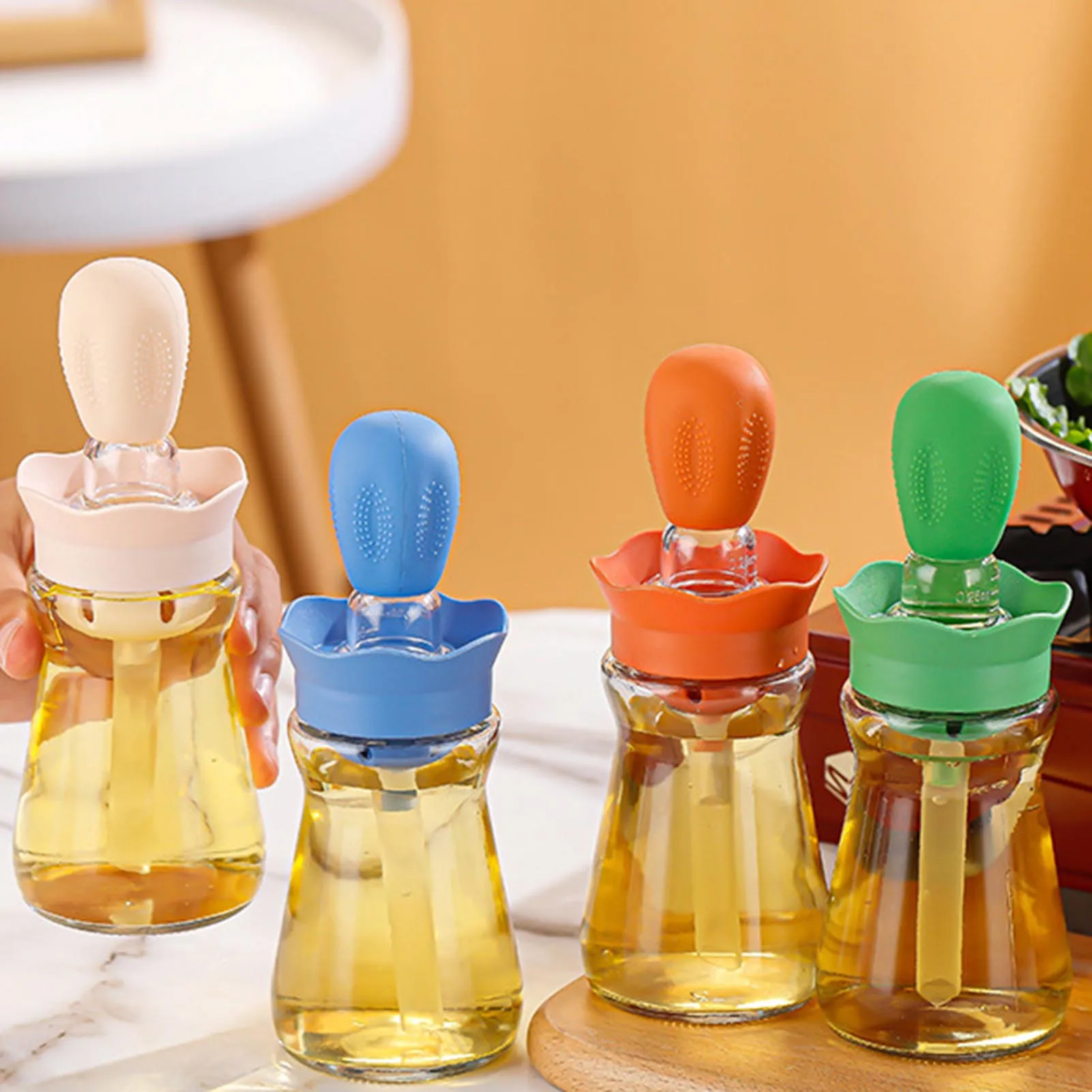 Oil Spray Bottle With Silicone Brush 2 In 1 Dropper Measuring Oil Dispenser Bottle For Kitchen Baking BBQ Grill Pastry Brushes