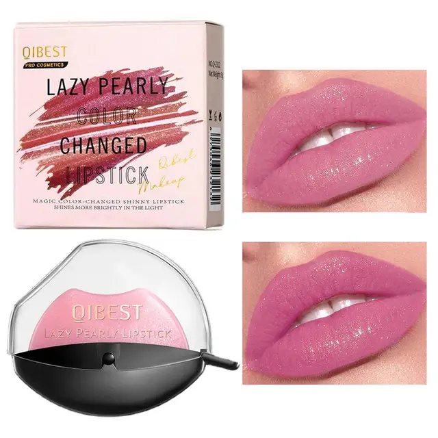 Nuovo colore perlato pigro cambiato rossetto rossetto a forma di