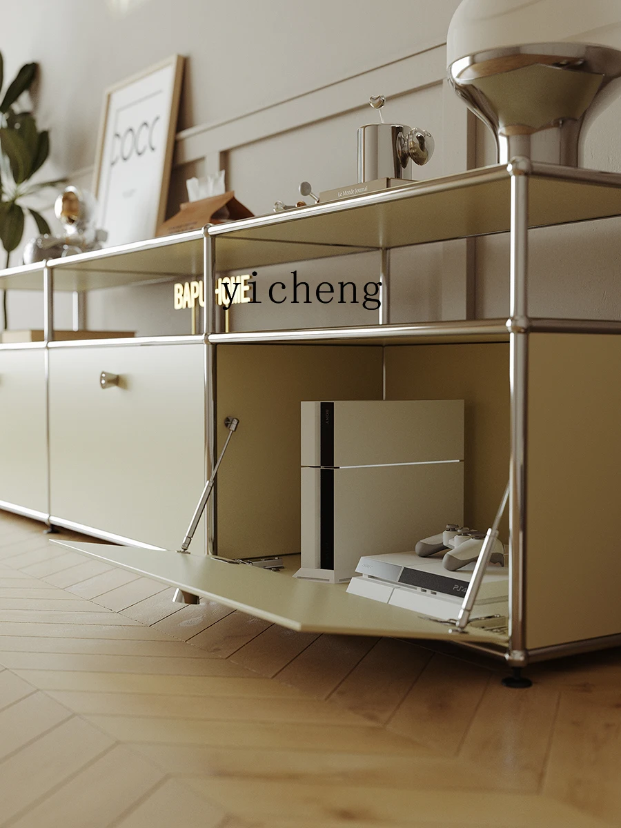 Zc Usm Mid-Ancient Stainless Steel TV Cabinet Storage Simple