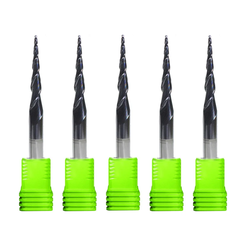 1pc HRC55 D3.175 D4 D6 D8 D10 D12 2 플루트 테이퍼 볼 노즈 엔드 밀 텅스텐 솔리드 카바이드 코팅 테이퍼 콘 Cnc 밀링 커터