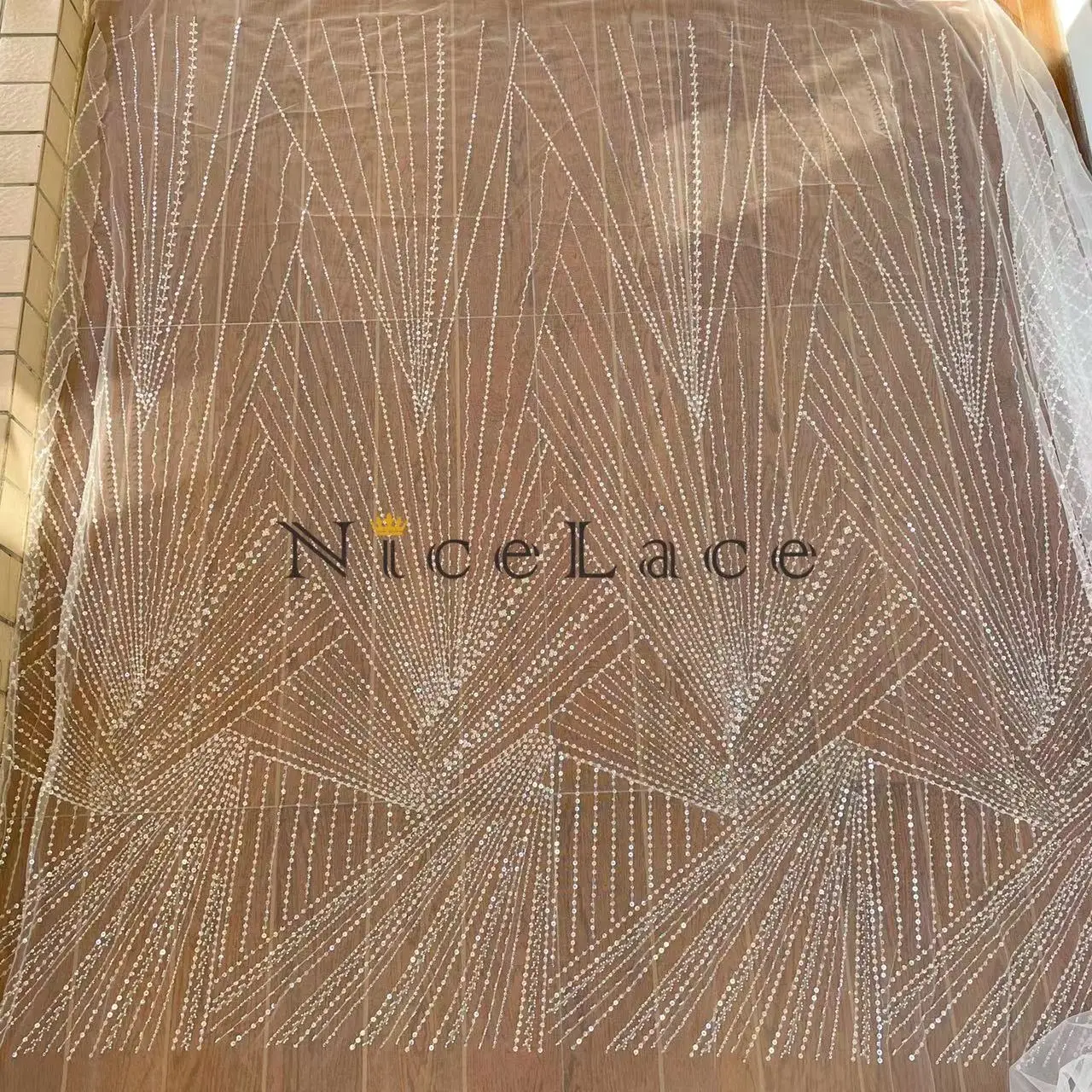 

Высококачественная кружевная ткань с вышивкой цвета слоновой кости Nicelace 2022 с бисером и блестками, мягкий нейлоновый тюль для свадебного платья, свадебного платья