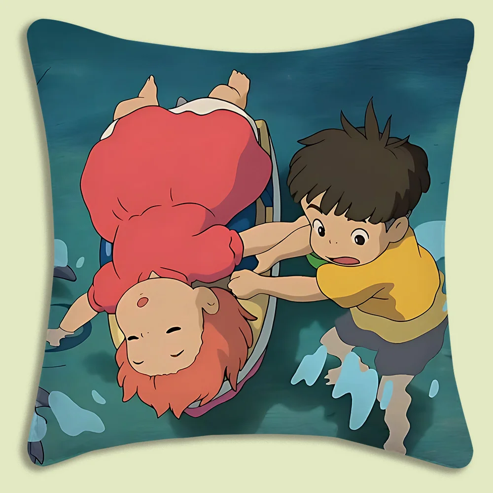 Cute Cartoon Ponyo Pillow Covers Cartoon Sofa Decorative Home Double-sided Printing Short Plush Cute Cushion Cover 5