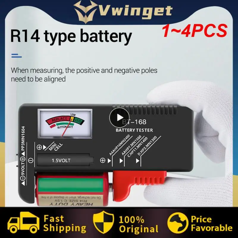 

Цифровой тестер емкости аккумулятора AA/AAA/9 В/1,5 В, 1-4 шт.