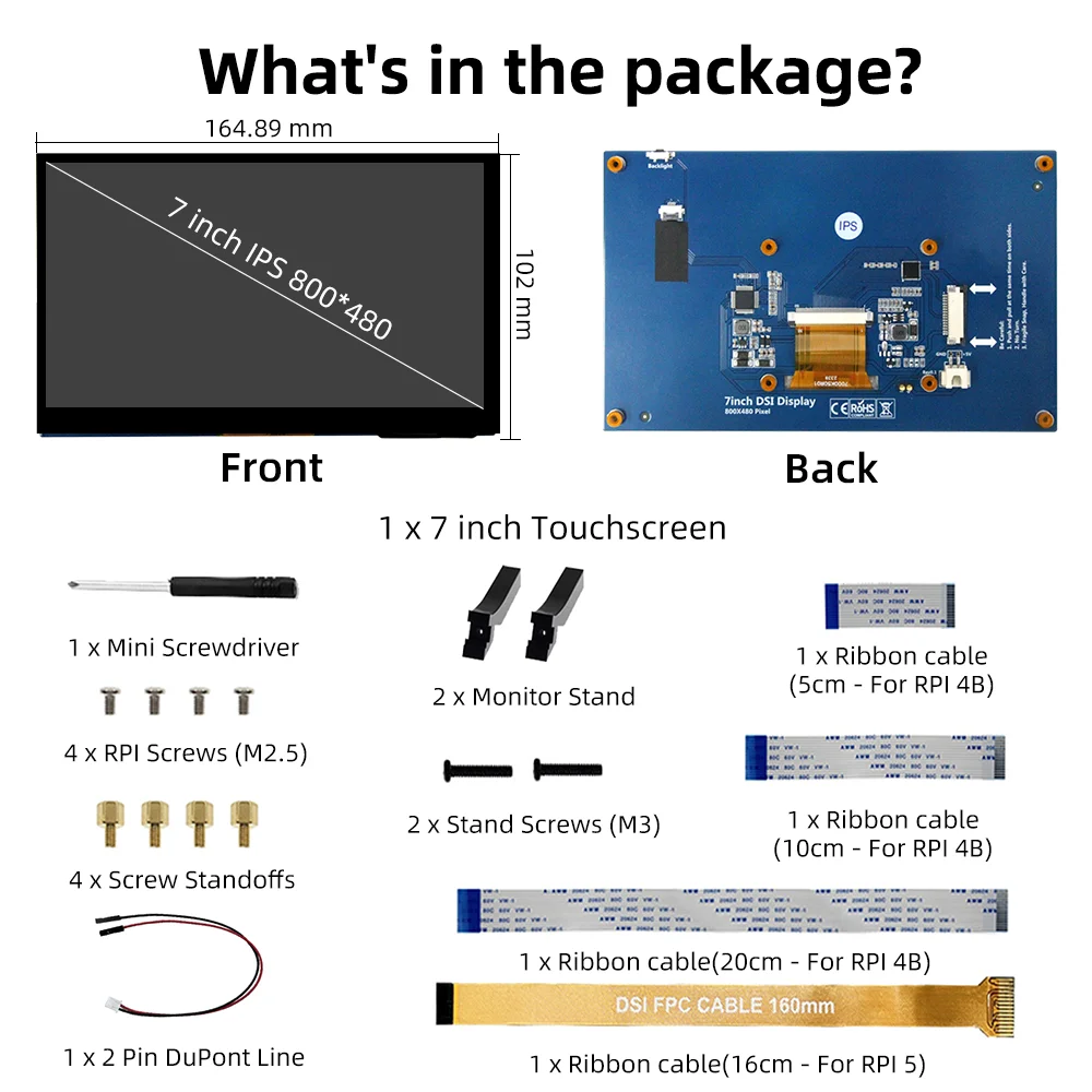 7 Inch DSI Touch Screen 800x480 LCD Display Portable Capacitive Touchscreen Monitor For Raspberry Pi 5 4 3 3B+ 2 lcd display module display module touchscreen display
