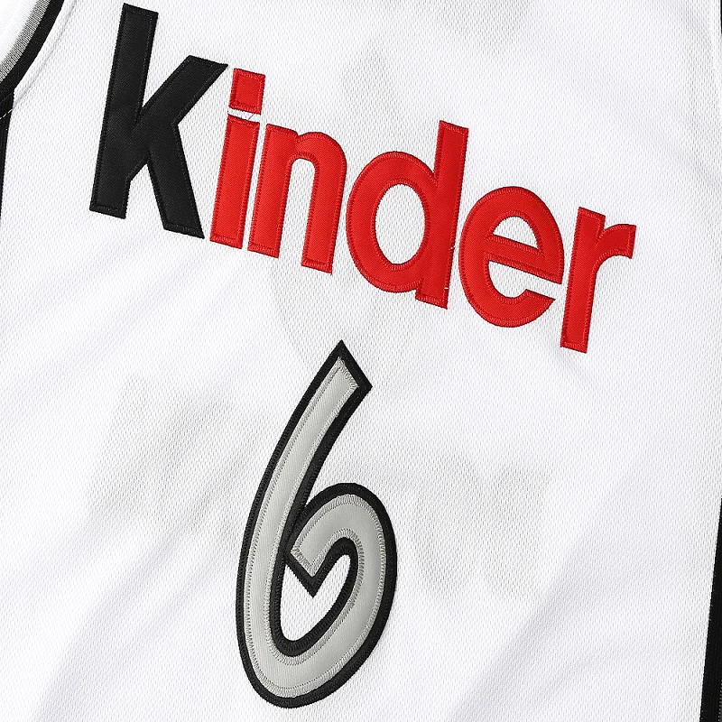 Basketball jerseys Kinder 6 GINOBIL Sewing embroidery Outdoor sportswear Hip hop white Sweat absorption breathable big size