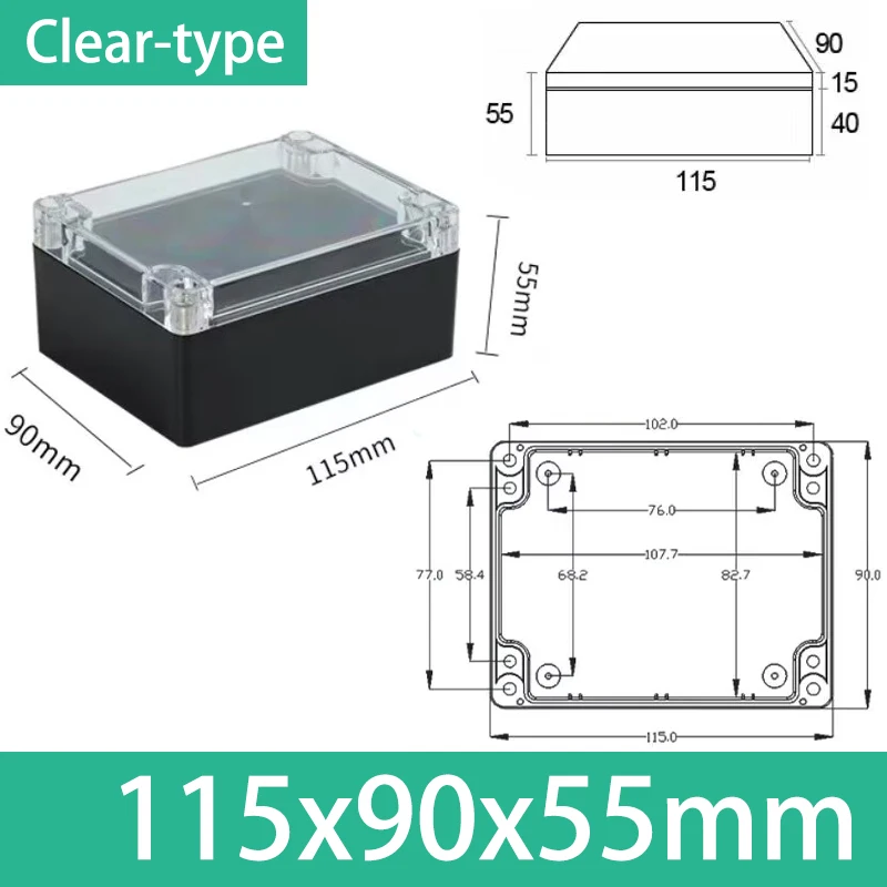 ABS Waterproof Junction Box - Black IP67 Rated Plastic Organizer Enclosure
