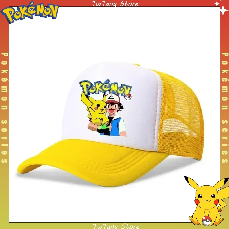 Pokemon Pikachu Kid Baseball Cap Boys Girls Outdoor Sports Summer Sunhat Casual Cartoon Vent Mesh Cap Students Gifts Pikachu Hat 6