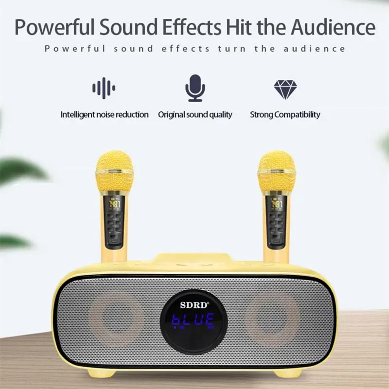 

Family KTV Audio Set Dual Microphone Karaoke Machine Portable Wireless Bluetooth Speaker System Integrated Singing Machine