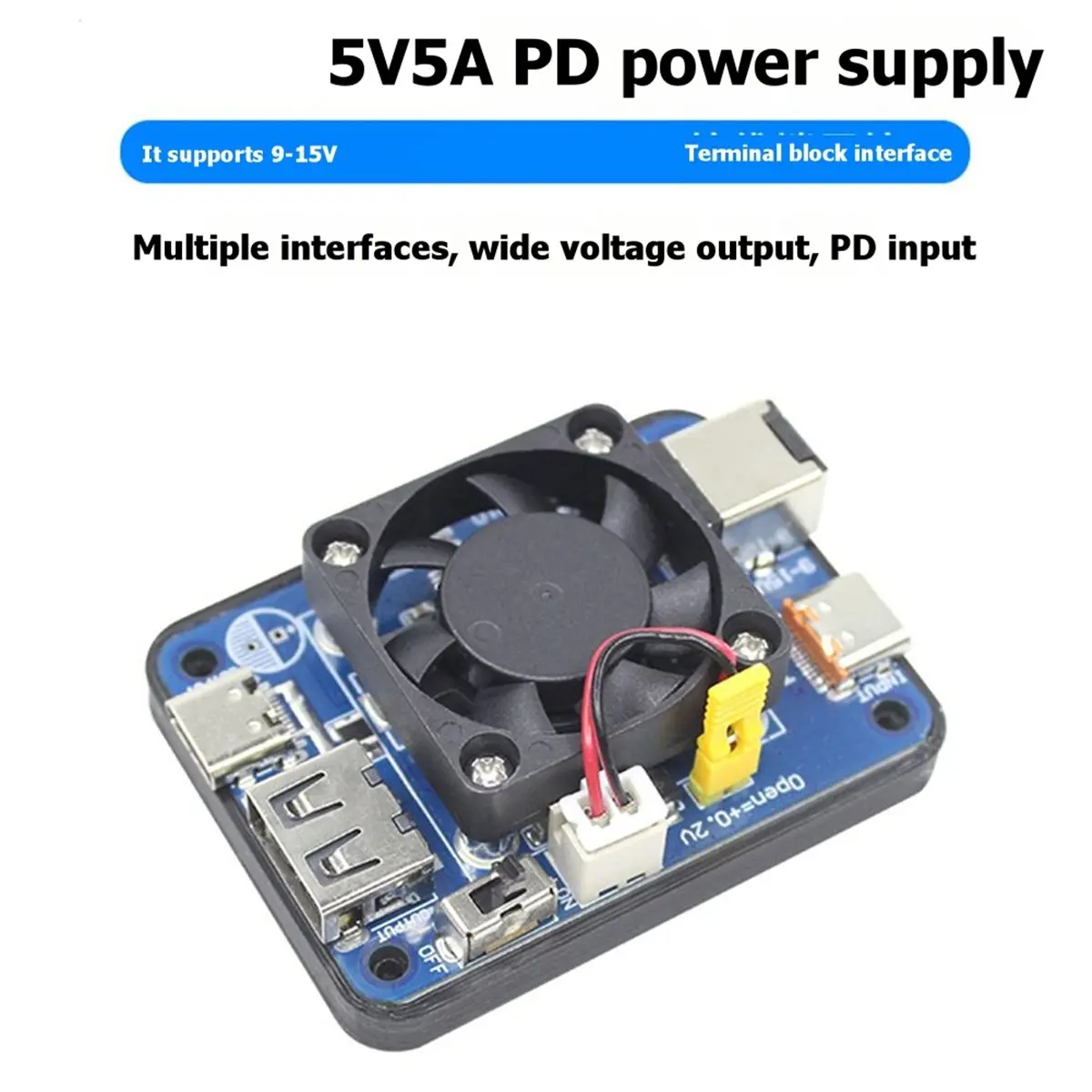 (A23G) 5V5A PD 전원 모듈 라즈베리 파이5용 USB-C 및 USB-A 듀얼 포트 9-15V5V 전원 모듈