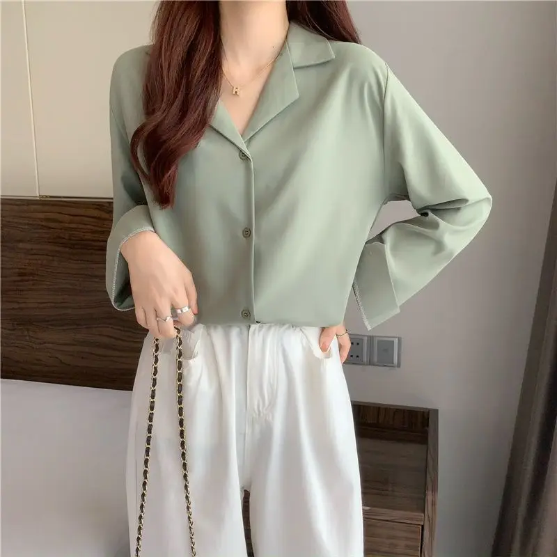 2023 Women's Clothing New Business Casual Temperament Button V-neck Loose Solid Fashion Office Lady Spring Summer Thin Blouses