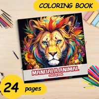 Mandala Animal Art Coloring Book 24 Page Gift For Adult Picture Book Birthday Party Relieve Stress Kill Time Graffiti Painting 1