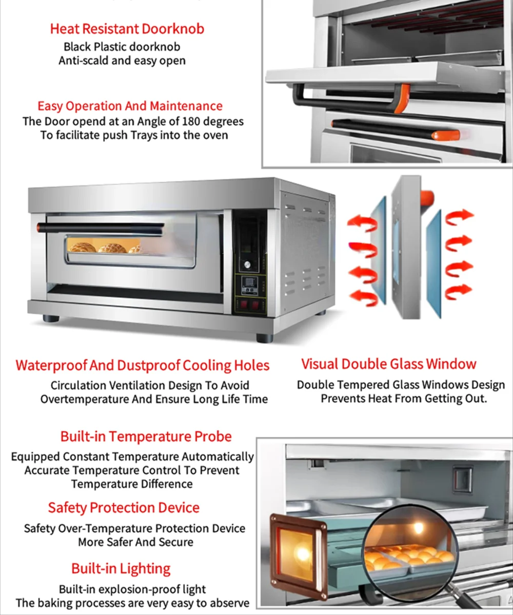 Commercial Electric oven 1200w barbecue baking oven 3 layers Electric oven  baking bread cake bread Pizza machine FKB-3