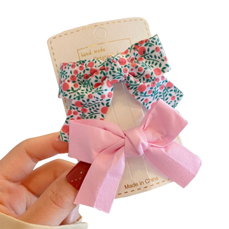 

2Pcs Kids Baby Girls Hair Bow Clips Barrettes Retro Floral Alligator Hairpins Dropship