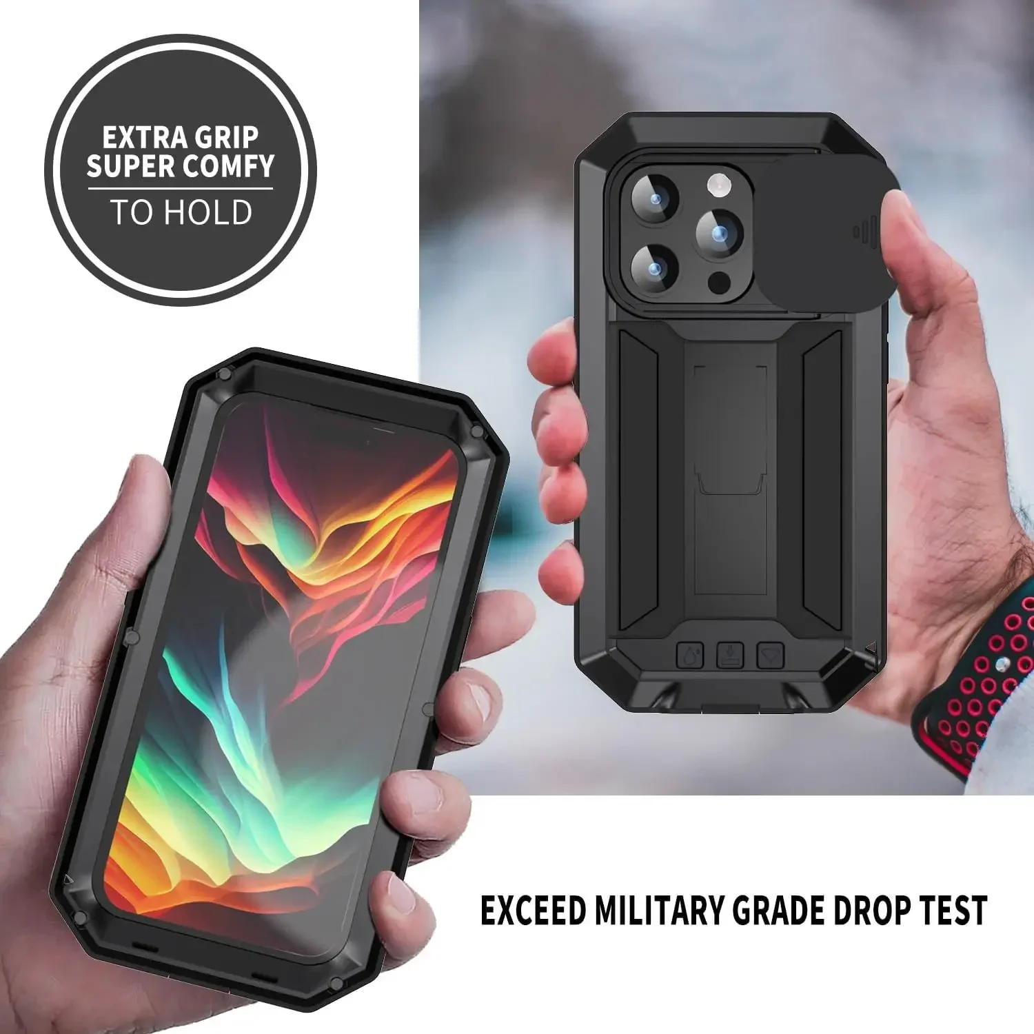 Heavy Duty Rugged Metal Case for iPhone Case for iPhone 15 Plus 14 13 Pro Max Screw Military Shockproof Cover