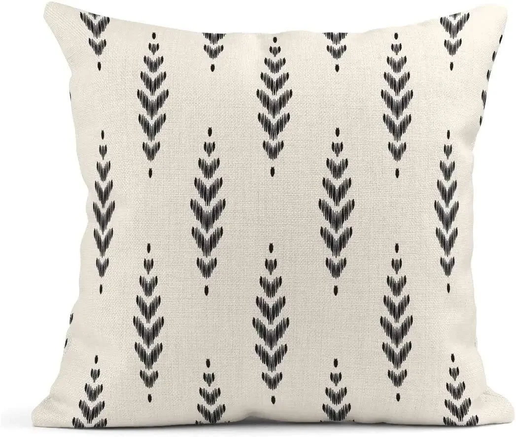 Tribal and Boho Bohemian Black Ethnic Herringbone for Ideas Decor Linen Pillow Cases Home Decorative Square Cushion cases 4