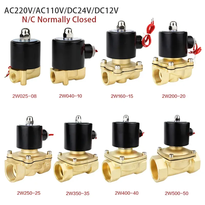 

12V 24V 220V 110V Electric Solenoid Valve 1/4" 3/8" 1/2" 3/4" 1" DN8/10/15/20/25/50 Normally Closed Pneumatic for Water Oil Air.