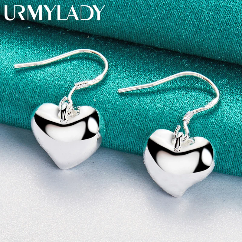 

URMYLADY 925 Sterling Silver Heart Earrings For Women Charm Wedding Party Fashion Jewelry