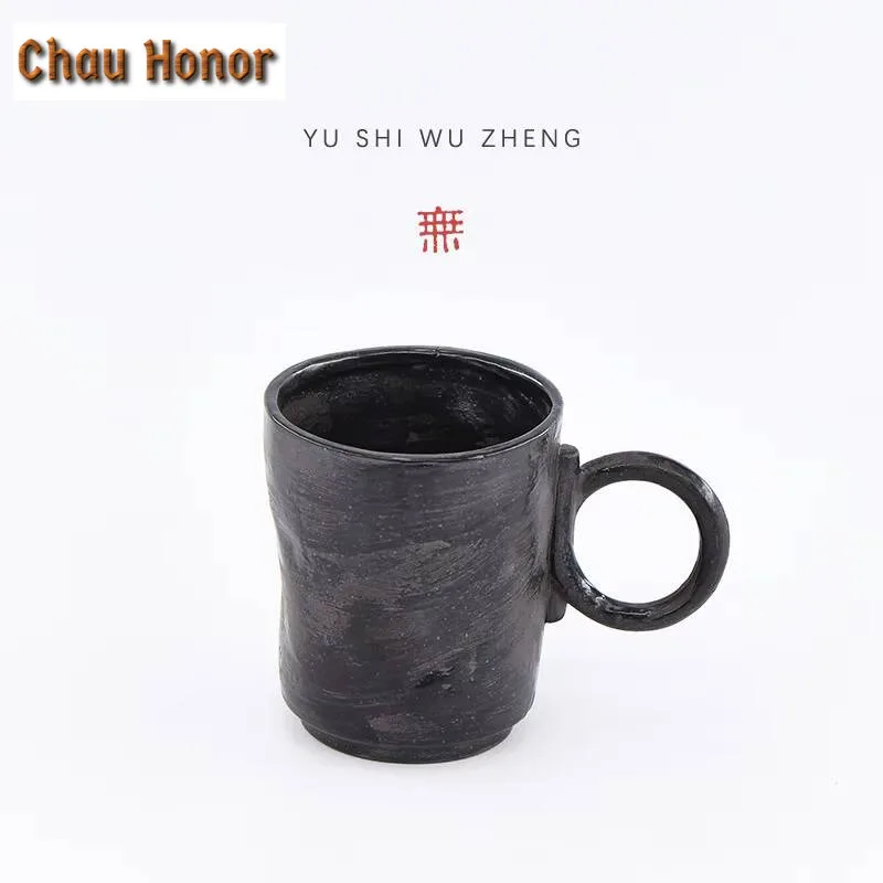 180ml Wabi-sabi Style Stoneware Mug Japanese Zen Ceramic Cup Milk Cup Retro Latte Art Coffee Cup Handmade Water Jug Drinkware
