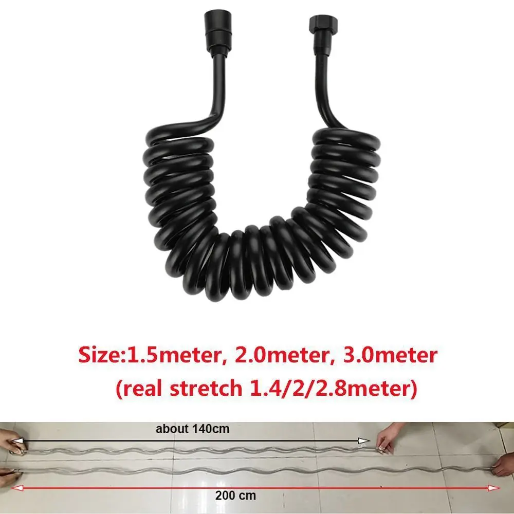 Useful Telephone Line Style Spring Shower Hose Flexible Large Flow Bath Sprayer Connect Pipe Retractable Water Plumbing