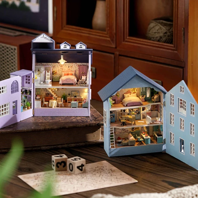  CUTEROOM DIY Doll House Miniature Furniture Wooden House Kit  with Dust Cover & LED Light and Accessories - New Three Styles QT Series  Dollhouse (QT048) : Toys & Games