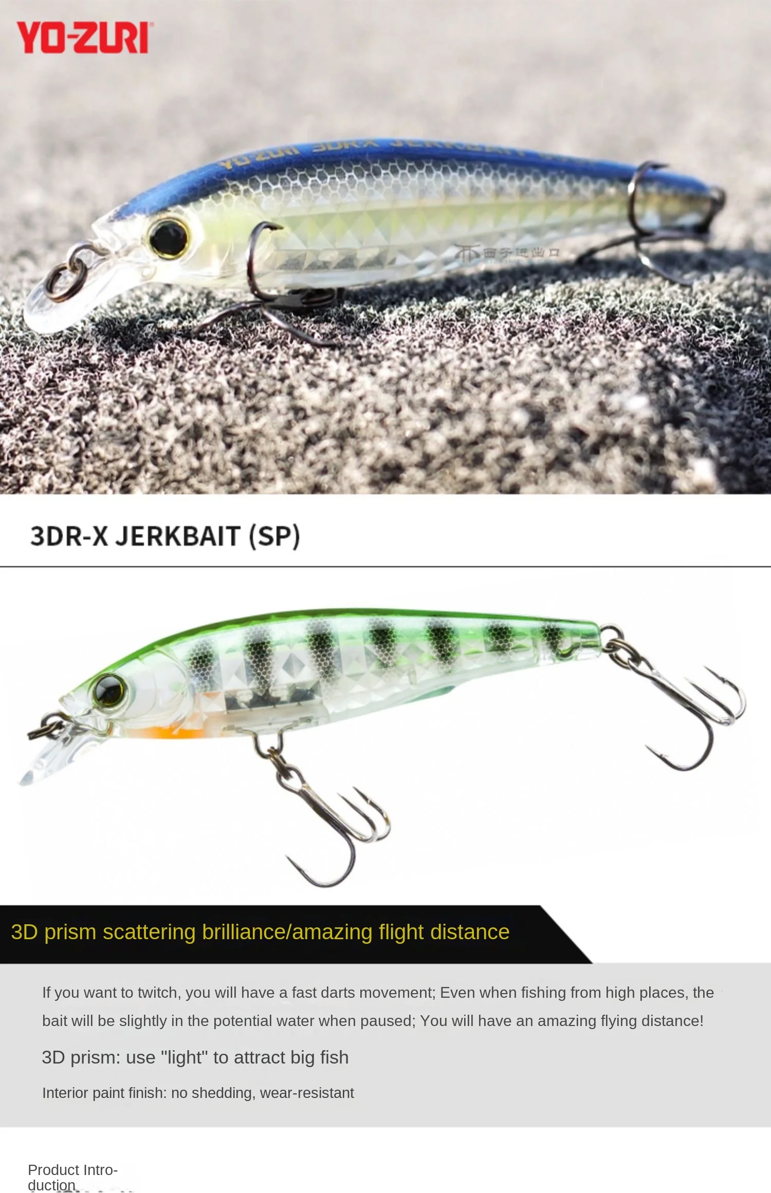 Japan YO-ZURI R1437 8cm Stop Mino 3D Prism Hover Bait Cocked