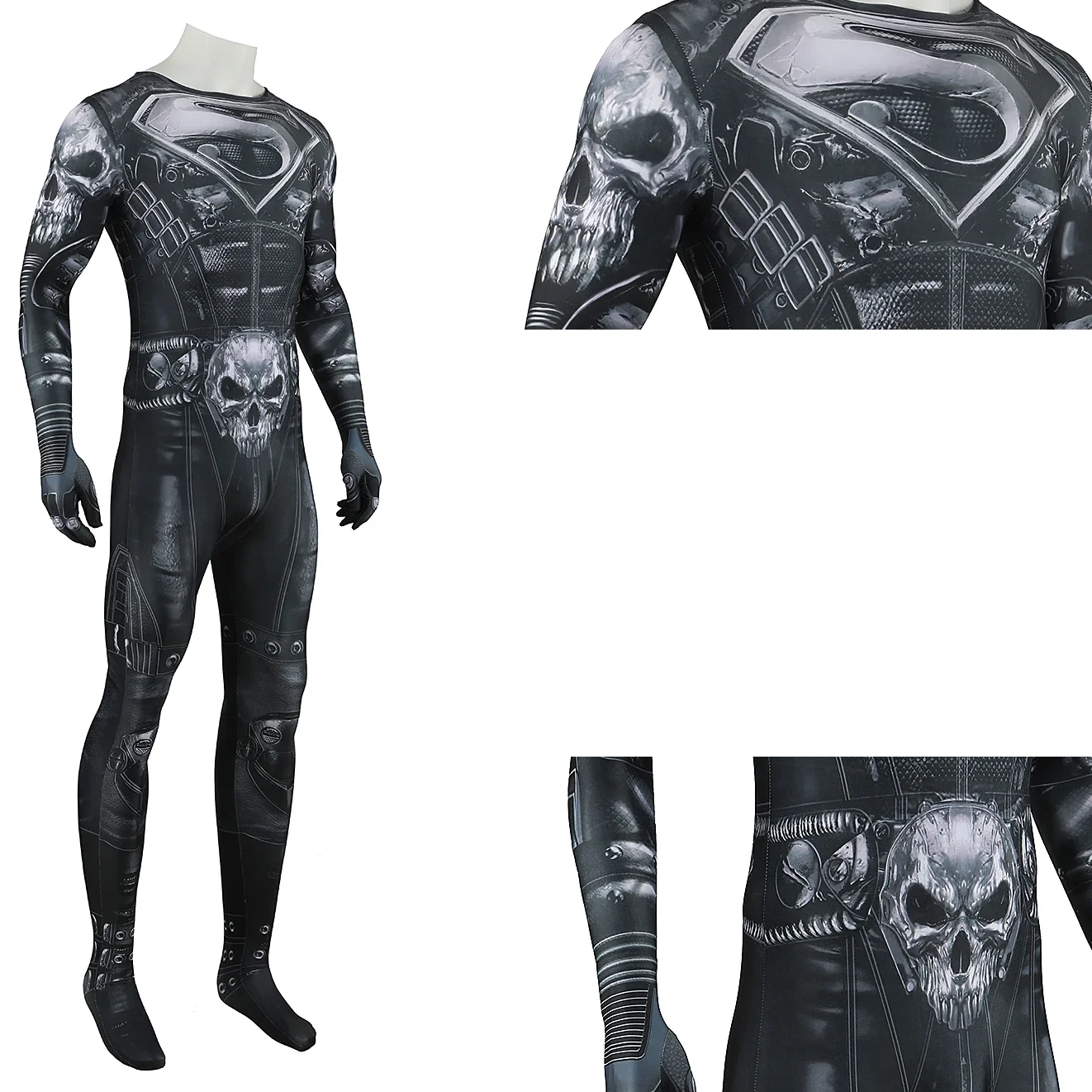 Dark Night: Metal Superman (The Devastator) | Spandex Bodysuit Cosplay Costume 29 DC-Inspired Superman Spandex Bodysuit Cosplay Costume for Adults and Kids