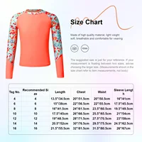 Kids Girls Print Swim Top Mock Neck Long Sleeve Swimsuit UPF50+ Rash Guard T-shirt Top Pool Beach Bathing Suit Children Swimwear 6