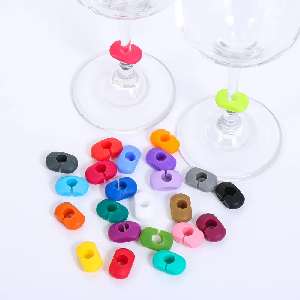 12Pcs Wine Glass Markers Set Of 12 Mini Circle Silicone Drink Glass Charms  Tags Recognizer Cup Labels Signs For Party Bar