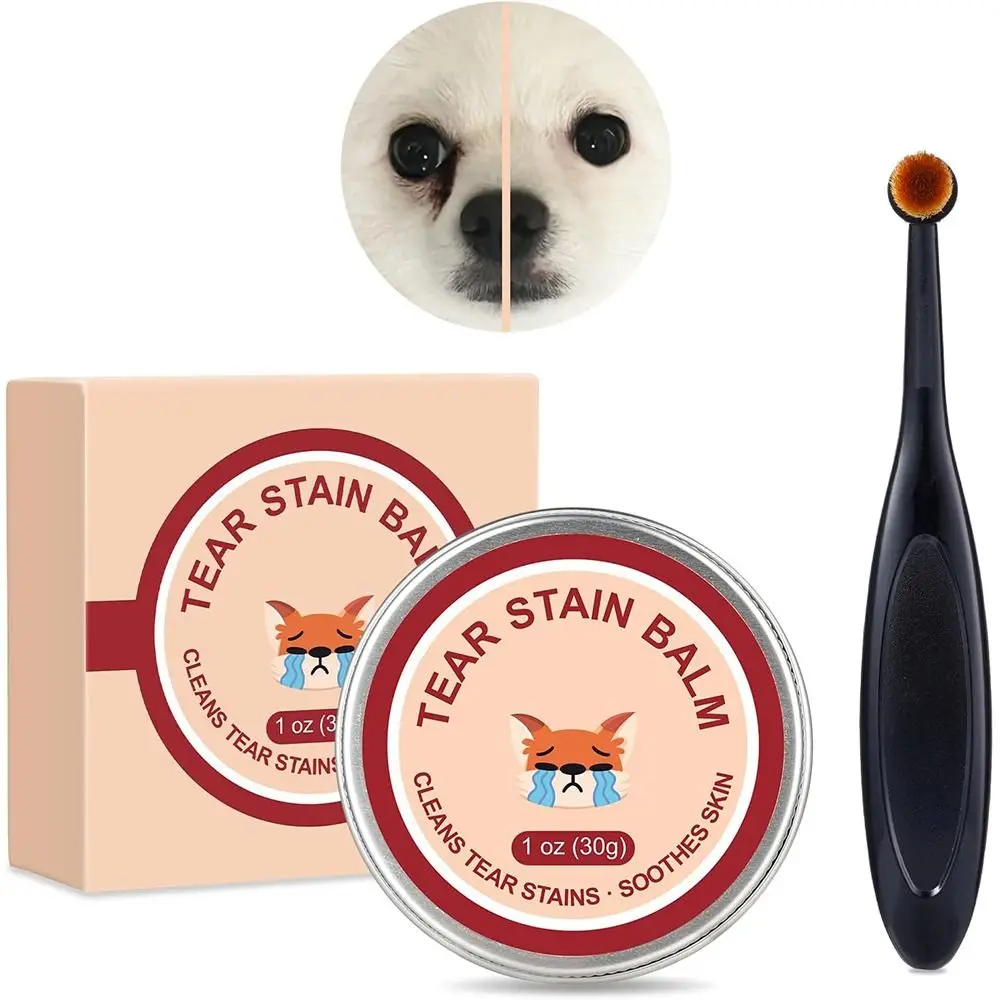with Professional Brush Pet Tear Stain Remover Balm Safe Gentle Removes Tear Stains Eye Care Reduces Redness