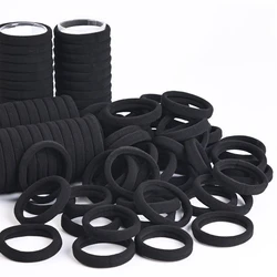Black High Elastic Hair Bands - 100pcs Premium Hair Ties - 100PCS (BLACK)